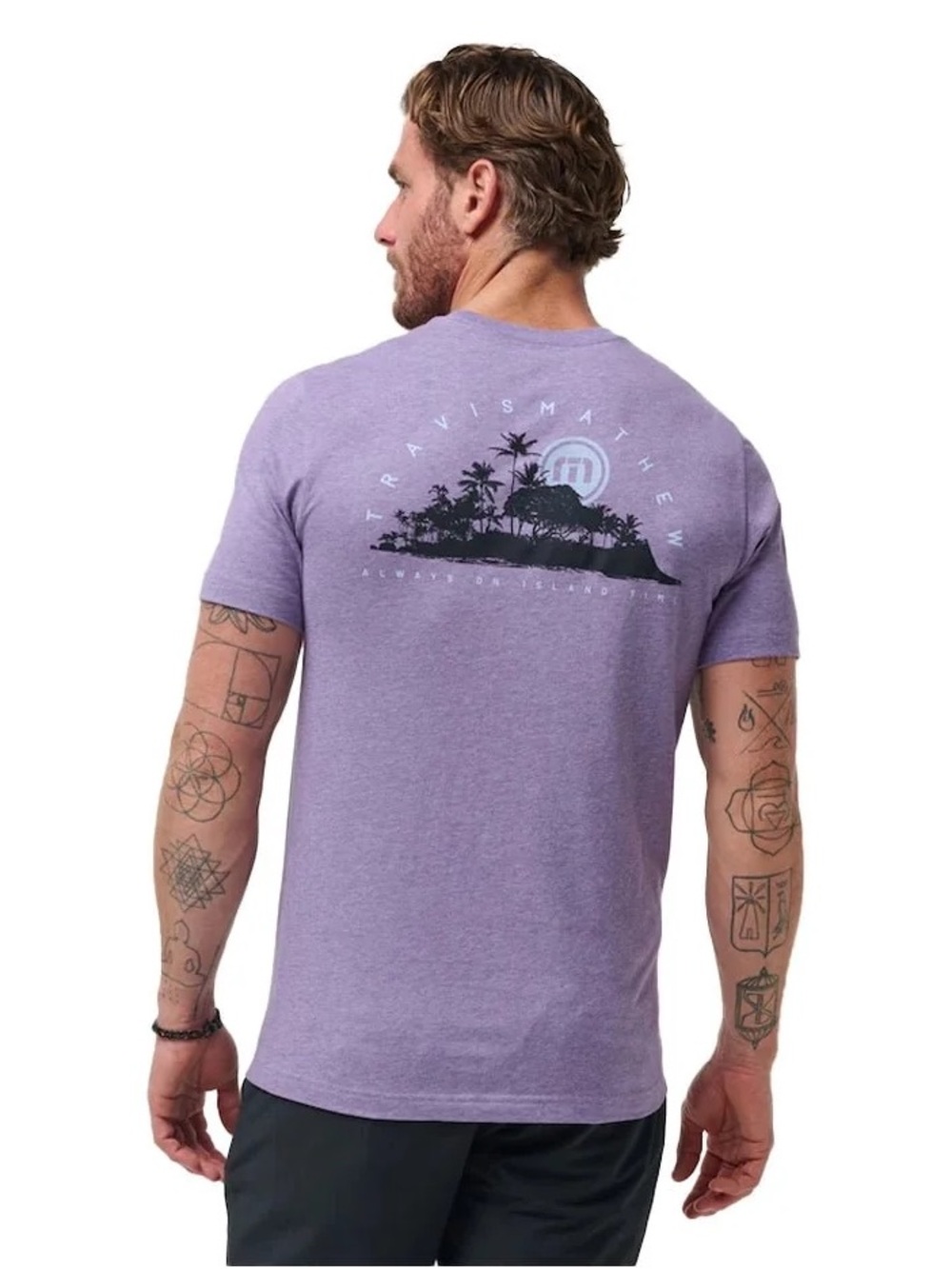TravisMathew Men’s Room with a View Graphic Tee Heather Imperial Large NWT